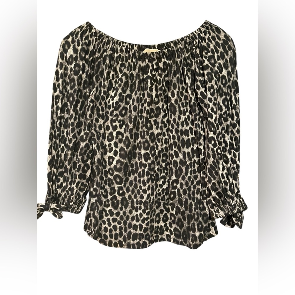 Michael Kors Gray Leopard Blouse - Picture 2 of 3